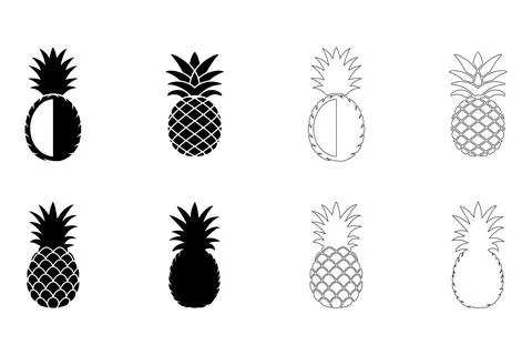 Pineapple icon set Stock Illustration