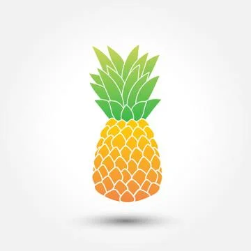  Pineapple icon with shadow. Tropical exotic fruit. Vector illustration. Stock Illustration