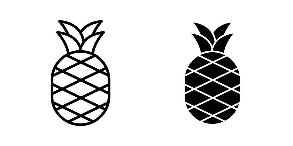 Pineapple icon silhouette vector set. thin line pack Stock-Illustration