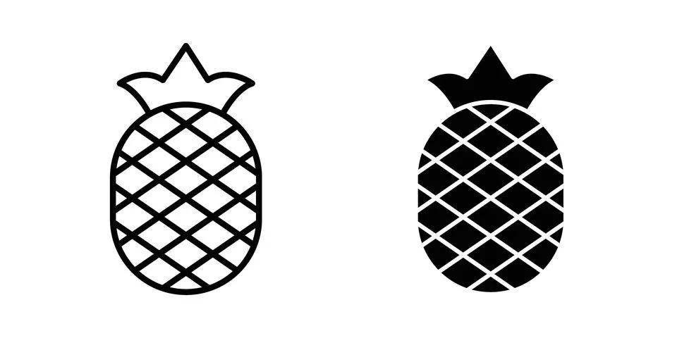 Pineapple icon symbol. Flat and Stroke Vector illustration Stock Illustration