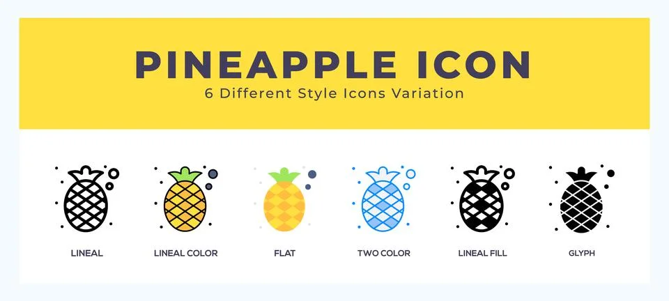 Pineapple icon symbol. isolated. vector illustration with different styles Stock Illustration