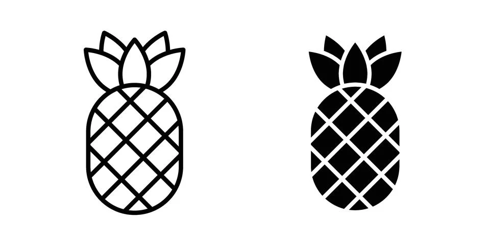 Pineapple icon vector concepts, line and silhouette style Stock-Illustration
