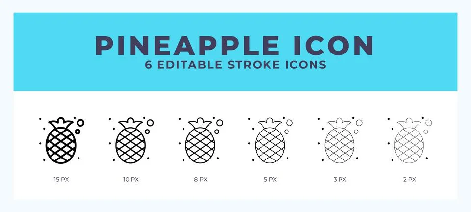 Pineapple icon vector for web. And mobile app. Editable stroke outline icon. Stock Illustration