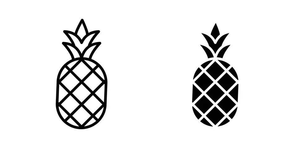 Pineapple icon vectors. Illustrations in black Stock-Illustration