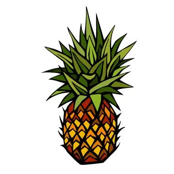 Pineapple. Illustration of pineapple fruit with isolated cartoon style on w.. Stock Illustration