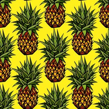 Pineapple. Illustration of pineapple fruit pattern. summer fruits, for a he.. Stock Illustration