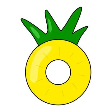 Pineapple inflatable ring for swimming pool or beach, vector Stock Illustration