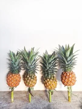Pineapple isolated on cement floor Stock Photos