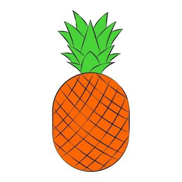 Pineapple isolated objects white background vector illustration Stock Illustration