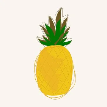 Pineapple isolated on a white background. Stock Illustration