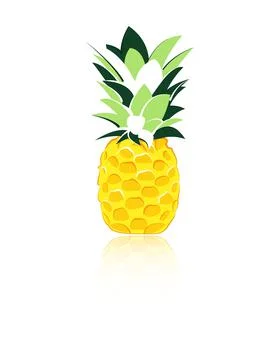 Pineapple isolated on white background with reflection. Stock Illustration