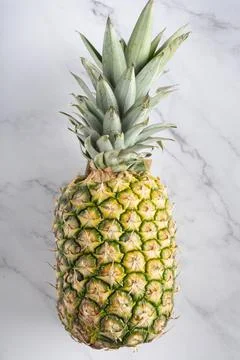 Pineapple isolated on white marble background Stock Photos