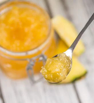 Pineapple Jam close-up shot, selective focus Stock Photos