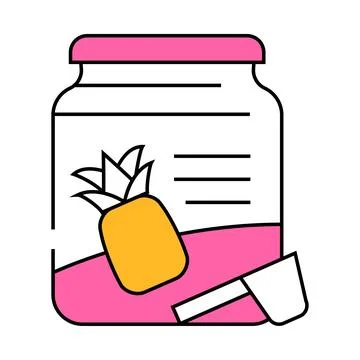 Pineapple jam icon color illustration Stock Illustration