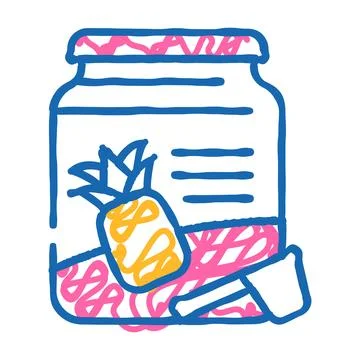 Pineapple jam icon doodle illustration Stock Illustration