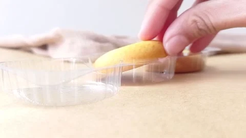 Pineapple jam on a sweet biscuit Stock Footage 146249767