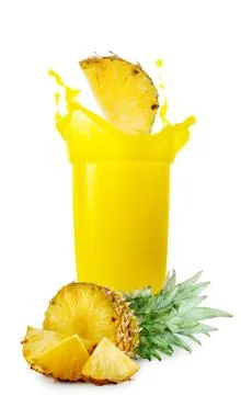 Pineapple juice and pineapple Stock Photos