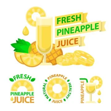Pineapple juice badge emblems イラスト素材