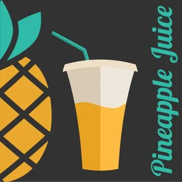 Pineapple juice banner or menu Stock Illustration