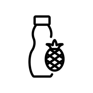 Pineapple juice in bottle icon vector outline illustration Stock Illustration