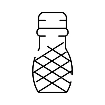 Pineapple juice bottle line icon depicting fruit beverage Stock Illustration