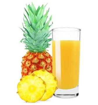 Pineapple juice isolated on a white background Stock Photos