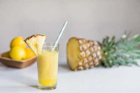 Pineapple juice with lemons Stock Photos