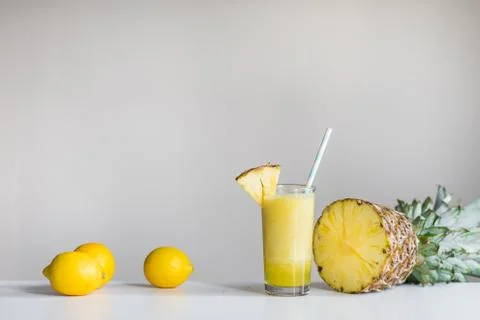 Pineapple juice with lemons Stock Photos