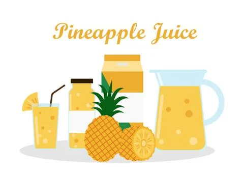 Pineapple juice with pack template packaging design - vector illustration Stock Illustration