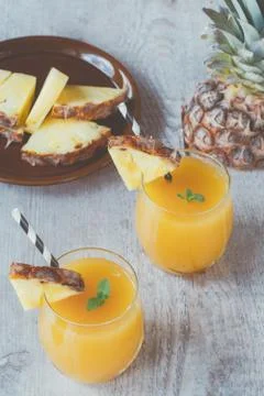 Pineapple juice Stock Photos