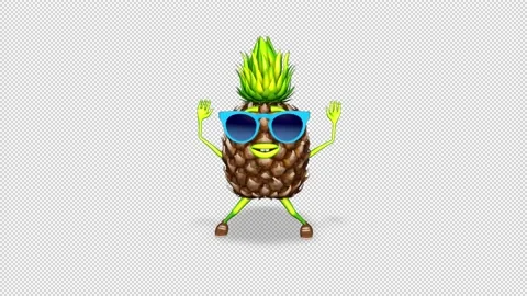 Pineapple Jumping Loop on Alpha Channel Stock Footage 150731800
