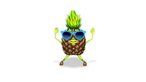 Pineapple Jumping Loop on White Background Видео 150793124