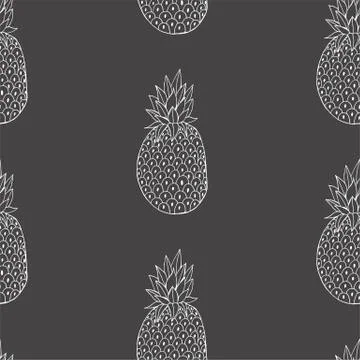 Pineapple with leaf icon. Tropical fruit isolated on white background. Symbol Stock Illustration