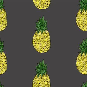 Pineapple with leaf icon. Tropical fruit isolated on white background. Symbol Illustrazione stock