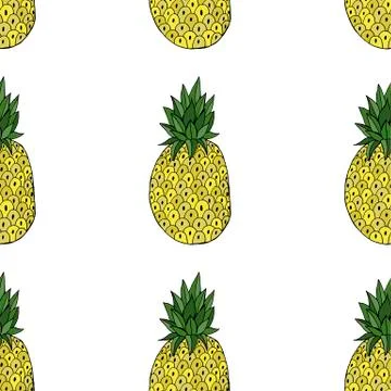 Pineapple with leaf icon. Tropical fruit isolated on white background. Symbol Illustrazione stock