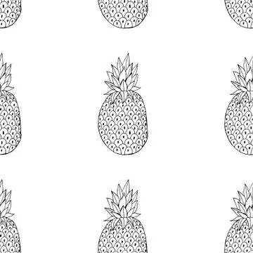 Pineapple with leaf icon. Tropical fruit isolated on white background. Symbol Stock Illustration