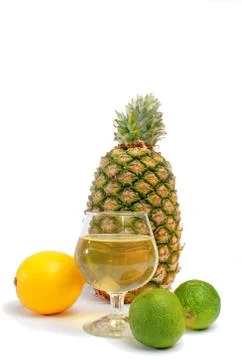 Pineapple lemon and lime with a nice fruit juice Stock Photos