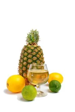 Pineapple lemon and lime with a nice fruit juice Stock Photos