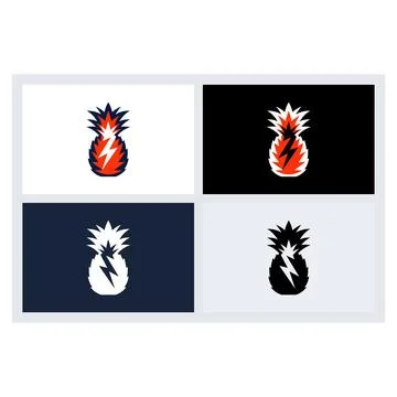Pineapple Lightning Bolt Logo Vector Set Illustrazione stock