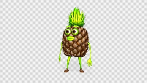Pineapple Looks Around  Loop on Alpha Channel Stock Footage 162746785