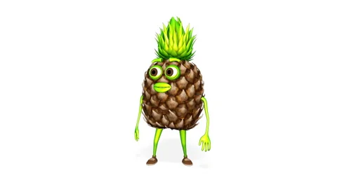 Pineapple Looks Around Loop on White Background Видео 152767932