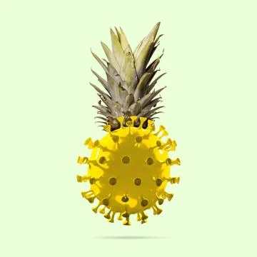 Pineapple made of models of COVID-19 coronavirus, concept of pandemic spreading Stock Illustration