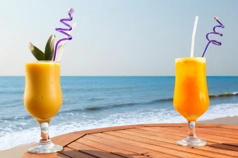 Pineapple, mango and passion fruit juice Stock Photos
