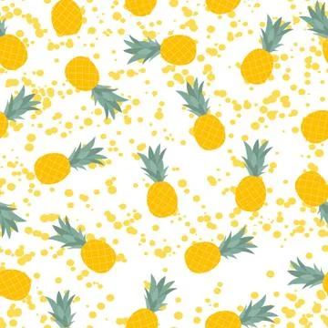 Pineapple  Natural Seamless Pattern Background Vector Illustrat Stock Illustration