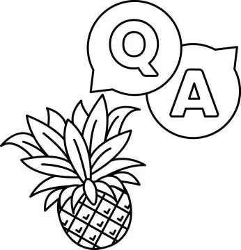 A pineapple is next to a Q and A sign Stock Illustration