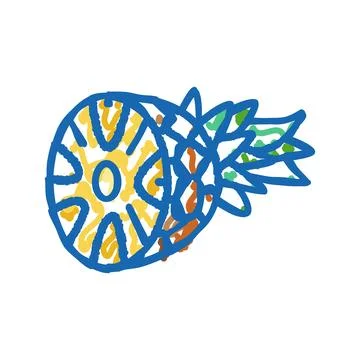 Pineapple one cut piece icon doodle illustration Stock Illustration