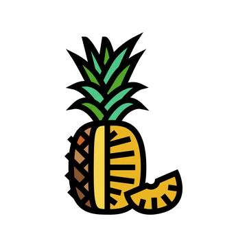 Pineapple one cut slice color icon vector illustration Stock Illustration