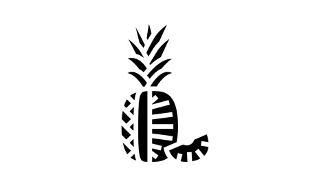 Pineapple one cut slice glyph icon animation Stock Footage 222840444