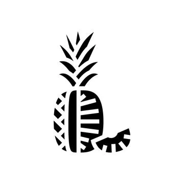 Pineapple one cut slice glyph icon vector illustration Stock Illustration