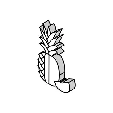 Pineapple one cut slice isometric icon vector illustration Stock Illustration
